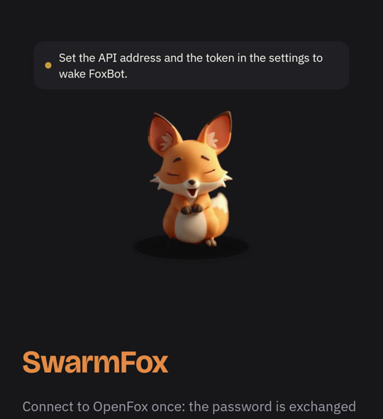 The Android app's welcome screen with FoxBot